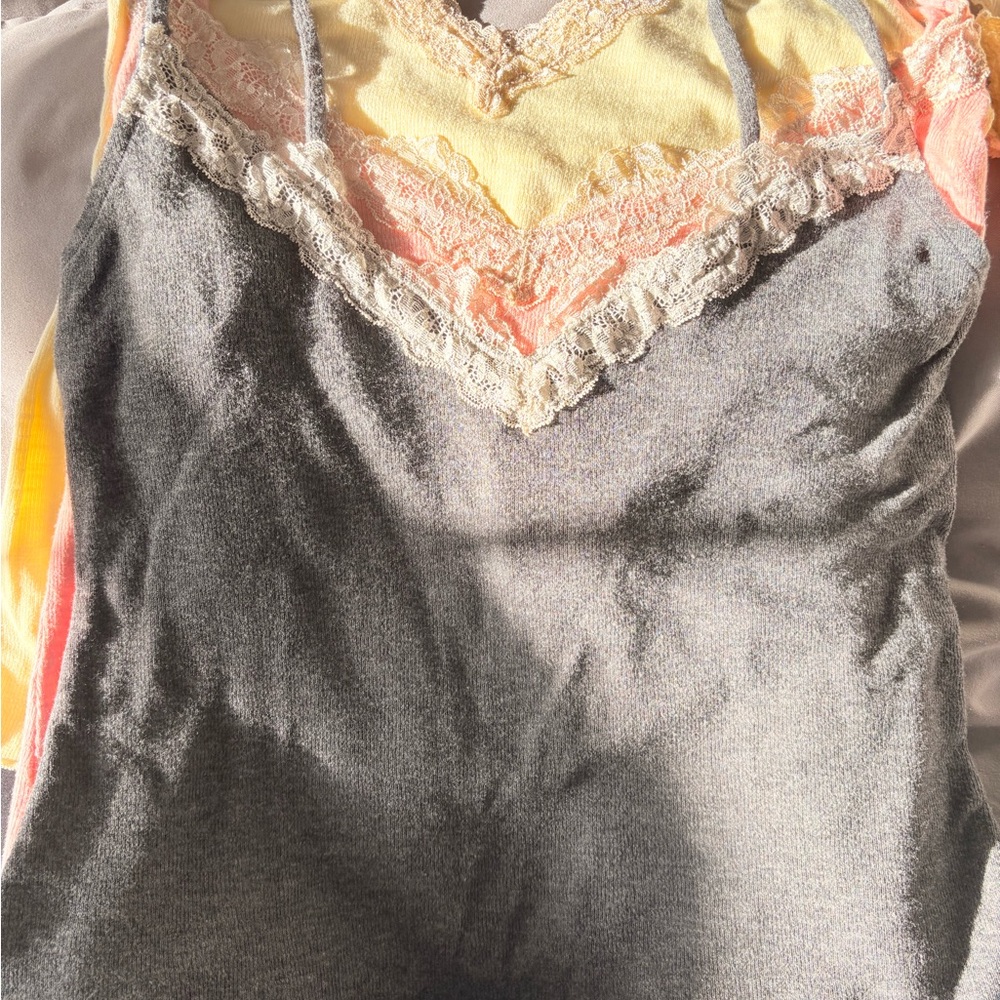 Free People Gray laced camis bundle